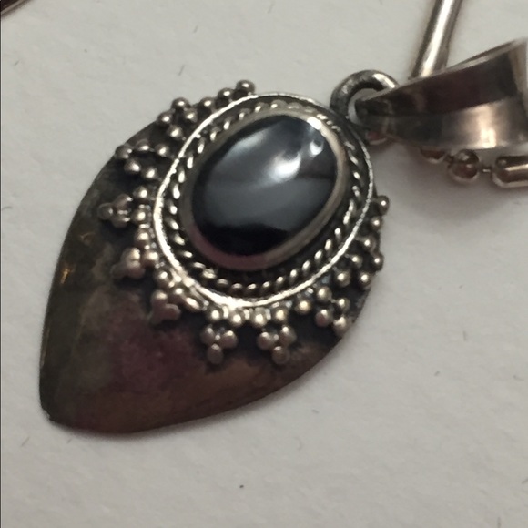 Vintage Italian 925 sterling silver Earrings and Necklace set with Onyx - Picture 5 of 11